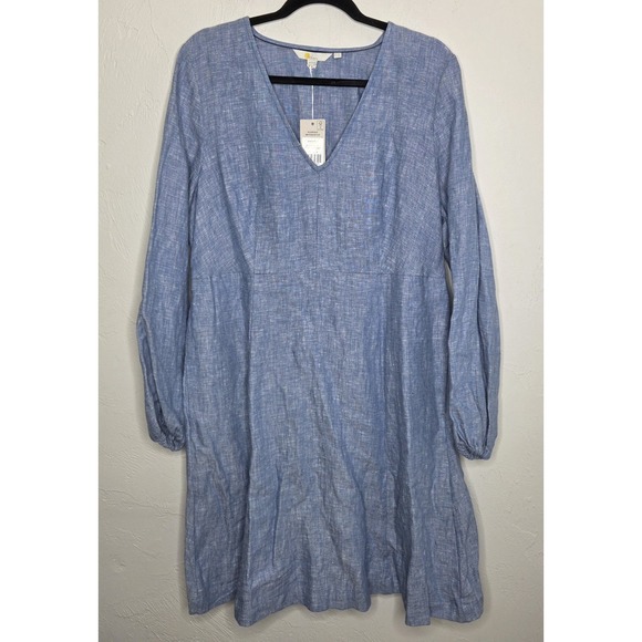 Boden Dresses & Skirts - *NEW w/Tags Boden 100% Linen Dress Bohemian Resort USA Boho Blue Size 12R Beach